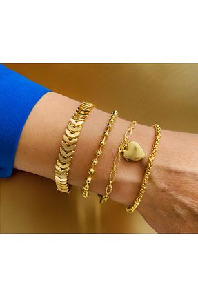 دستبند استیل (فولاد) طلائی زنانه روکش طلا xesha - کد 818699655