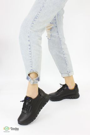 کفش کژوال مشکی زنانه چرم طبیعی پاشنه کوتاه ( 4 - 1 cm ) پاشنه ساده کد 818728293