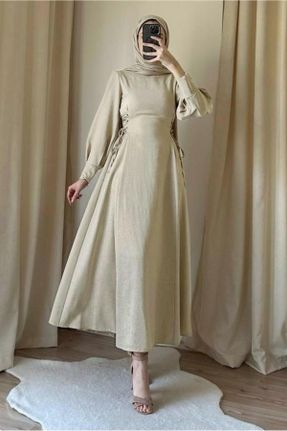 لباس بژ زنانه رگولار بافتنی مخلوط ویسکون کد 818752075