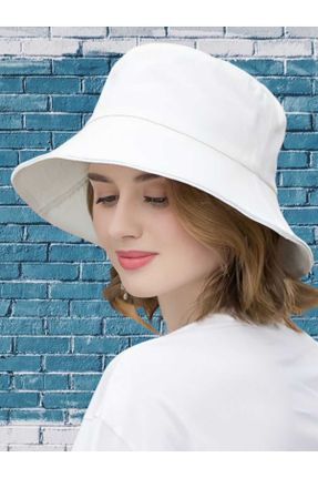 کلاه سفید زنانه پنبه (نخی) کد 818786178
