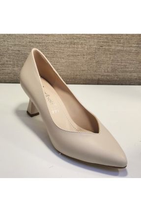کفش پاشنه بلند کلاسیک بژ زنانه چرم مصنوعی پاشنه نازک پاشنه متوسط ( 5 - 9 cm ) کد 818856132