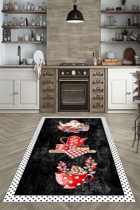 فرش آشپزخانه مشکی پنبه ای farbala - کد 818998381