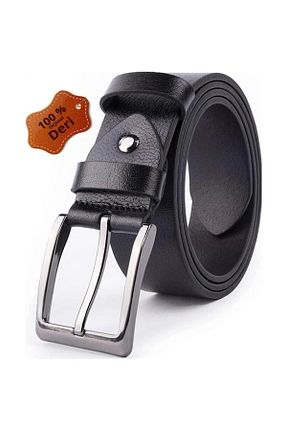 کمربند مشکی مردانه چرم خالص Bosskan - کد 799450469