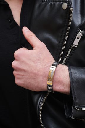 دستبند جواهر طلائی مردانه کد 695914809