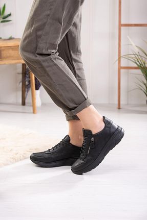کفش کژوال مشکی زنانه چرم خالص Mammamia - کد 818656293