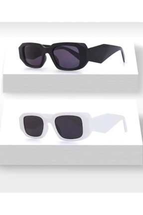 عینک آفتابی مشکی زنانه 54 UV400 ترکیبی سایه روشن مستطیل کد 818676357