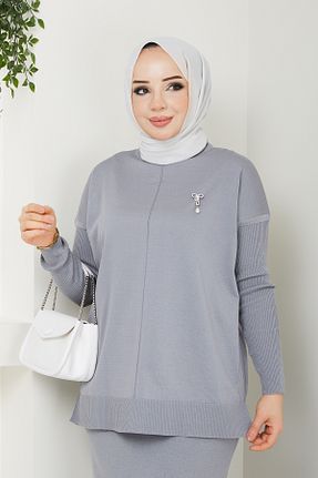 لباس حجاب طوسی زنانه رگولار Pamuk Butik - کد 818683236