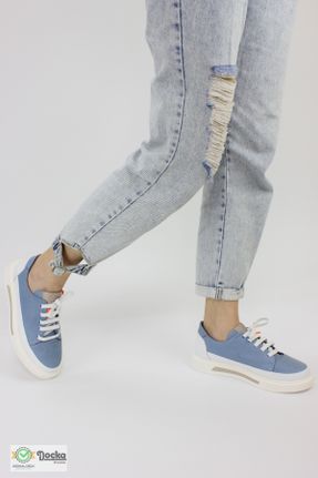 کفش کژوال آبی زنانه چرم طبیعی پاشنه کوتاه ( 4 - 1 cm ) پاشنه ساده کد 818732705