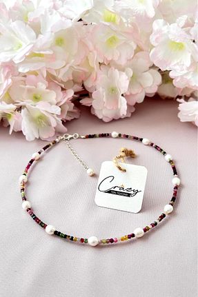 گردنبند جواهر رنگی زنانه سنگ طبیعی CRAZY TAKI TASARIM - کد 818929957