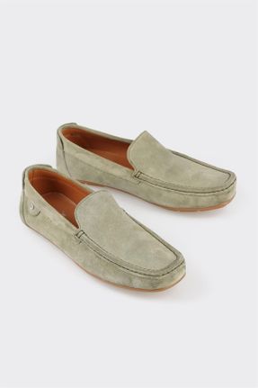 کفش لوفر سبز مردانه چرم طبیعی پاشنه کوتاه ( 4 - 1 cm ) کد 818572606