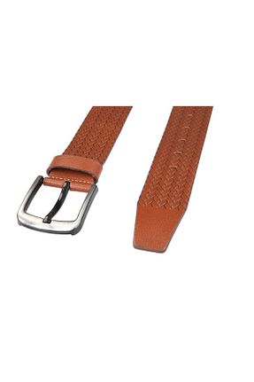 کمربند قهوه ای مردانه چرم خالص Deriza - کد 818588899