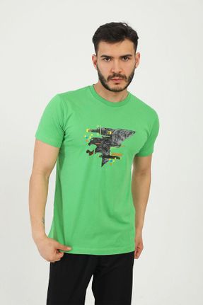 تی شرت سبز مردانه رگولار پنبه (نخی) کد 759040915