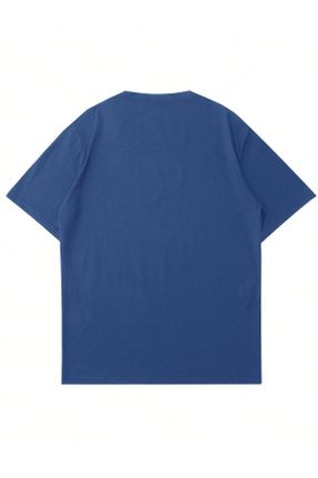 تی شرت آبی زنانه اورسایز یقه گرد کد 818617118