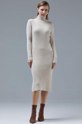 لباس طوسی زنانه بافت رگولار آستین-بلند کد 775815003