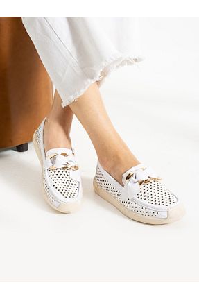 کفش لوفر سفید زنانه پاشنه کوتاه (1 - 4 سانتی متر) Alemdar Shoes - کد 818686214