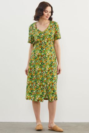 لباس سبز زنانه بافت رگولار آستین-کوتاه کد 696713893