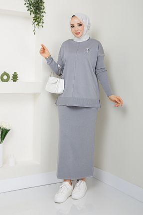لباس حجاب طوسی زنانه رگولار Pamuk Butik - کد 818683236