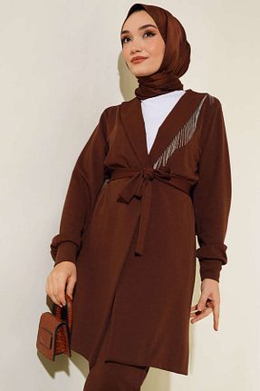 ست بالاتنه و پائین تنه حجاب قهوه ای زنانه رگولار VOLT CLOTHİNG - کد 818782575