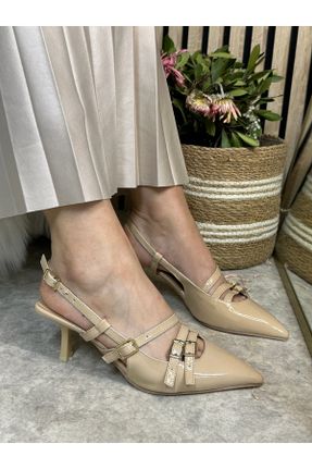 کفش پاشنه بلند کلاسیک بژ زنانه پاشنه نازک چرم مصنوعی پاشنه متوسط ( 5 - 9 cm ) کد 806669500