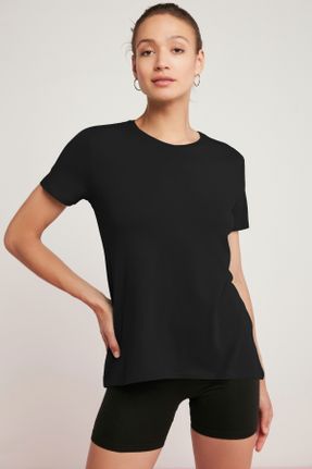 تی شرت مشکی زنانه ریلکس یقه گرد تکی جوان کد 754577852