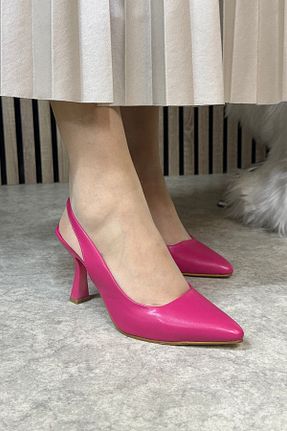 کفش پاشنه بلند کلاسیک صورتی زنانه ساتن İmerShoes - کد 819359616