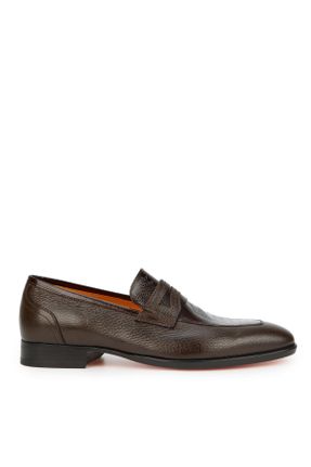 کفش کلاسیک قهوه ای مردانه چرم طبیعی پاشنه کوتاه ( 4 - 1 cm ) پاشنه ساده کد 819410018
