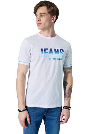 تی شرت سفید مردانه رگولار یقه گرد تکی کد 715768909