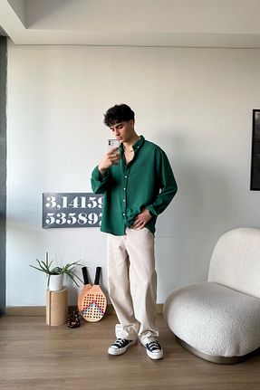 پیراهن سبز مردانه اورسایز Flaw Wear - کد 804952715