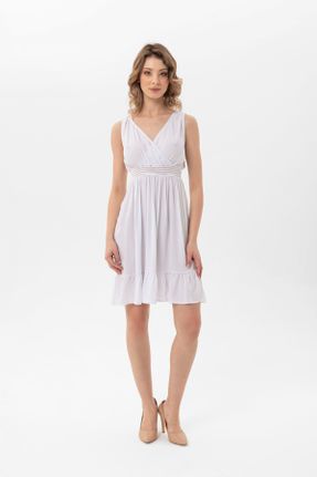 لباس سفید زنانه بافتنی رگولار بند دار کد 819434749
