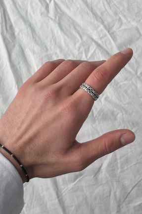 انگشتر جواهر مردانه روکش نقره کد 809937422
