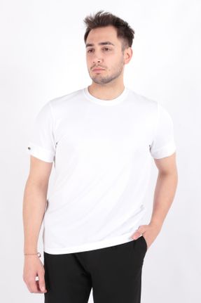 تی شرت سفید مردانه اسلیم فیت یقه گرد کد 819206955