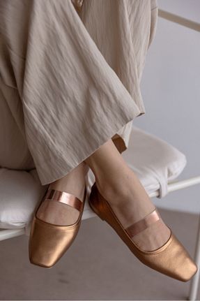 بابت متالیک زنانه چرم خالص selinshoes - کد 819058650