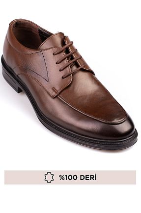 کفش کلاسیک قهوه ای مردانه چرم خالص depderi - کد 819123981