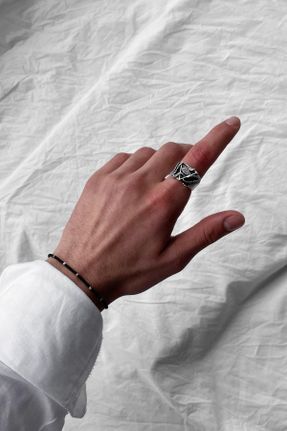 انگشتر جواهر مردانه روکش نقره کد 809938192