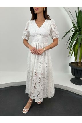 لباس سفید زنانه بافتنی رگولار کد 722271803