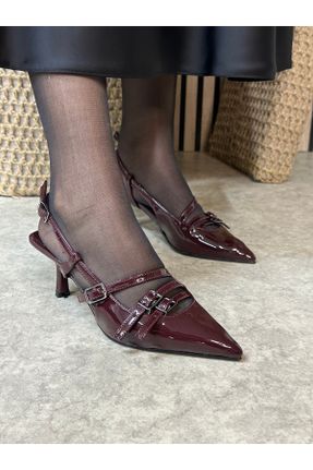 کفش پاشنه بلند کلاسیک زرشکی زنانه پاشنه متوسط ( 5 - 9 cm ) چرم مصنوعی پاشنه نازک کد 806669495