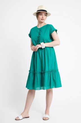 لباس سبز زنانه بافتنی رگولار آستین-کوتاه کد 819049848