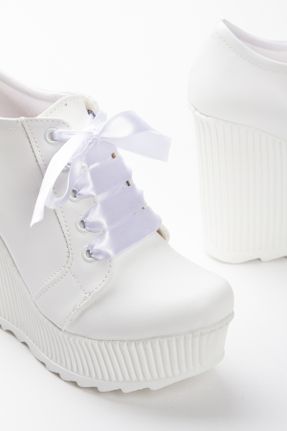 کفش مجلسی سفید زنانه پاشنه پر پاشنه بلند ( +10 cm) پارچه نساجی کد 819118113