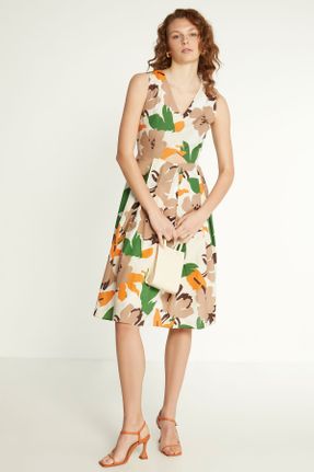 لباس زنانه بافتنی پنبه - پلی استر طرح گلدار Fitted کد 270258111
