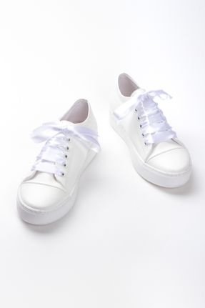 کفش مجلسی سفید زنانه پاشنه ساده پارچه نساجی پاشنه کوتاه ( 4 - 1 cm ) کد 819113655