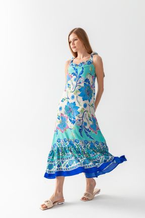 لباس آبی زنانه بافتنی ویسکون بند دار کد 819145257