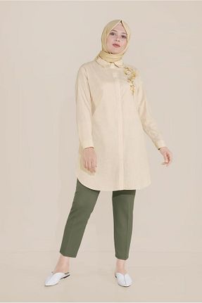 تونیک حجاب قهوه ای زنانه پنبه ای TRENDTESETTÜR - کد 299550040