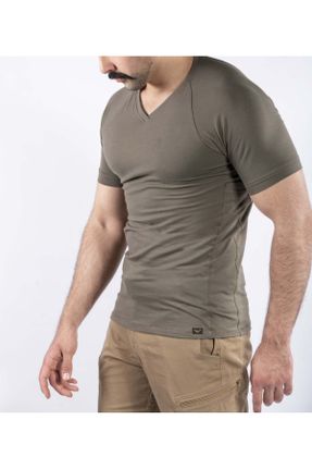 تی شرت خاکی مردانه الاستن رگولار کد 800005513