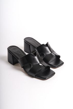 دمپائی مشکی زنانه چرم مصنوعی MA-DER SHOES - کد 819345585