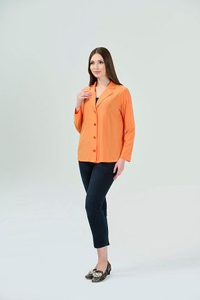 کت نارنجی زنانه سایز بزرگ TOLGA SARAÇOĞLU - کد 819371304