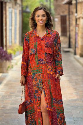لباس نارنجی زنانه بافتنی Nevin Kaya Moda - کد 819410190