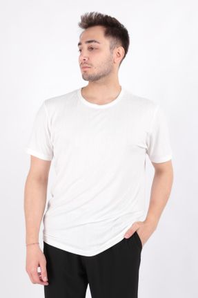 تی شرت سفید مردانه رگولار یقه گرد کد 819206884
