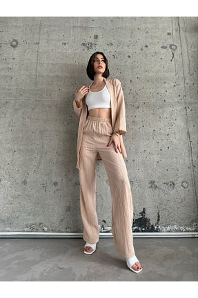 ست بالاتنه و پائین تنه بژ زنانه بافتنی Genel Markalar - کد 819480080