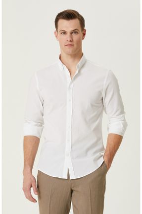 پیراهن سفید مردانه اسلیم فیت یقه پیراهنی کد 819507125