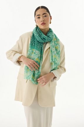شال سبز زنانه پنبه ای FENZA SCARF - کد 819529171